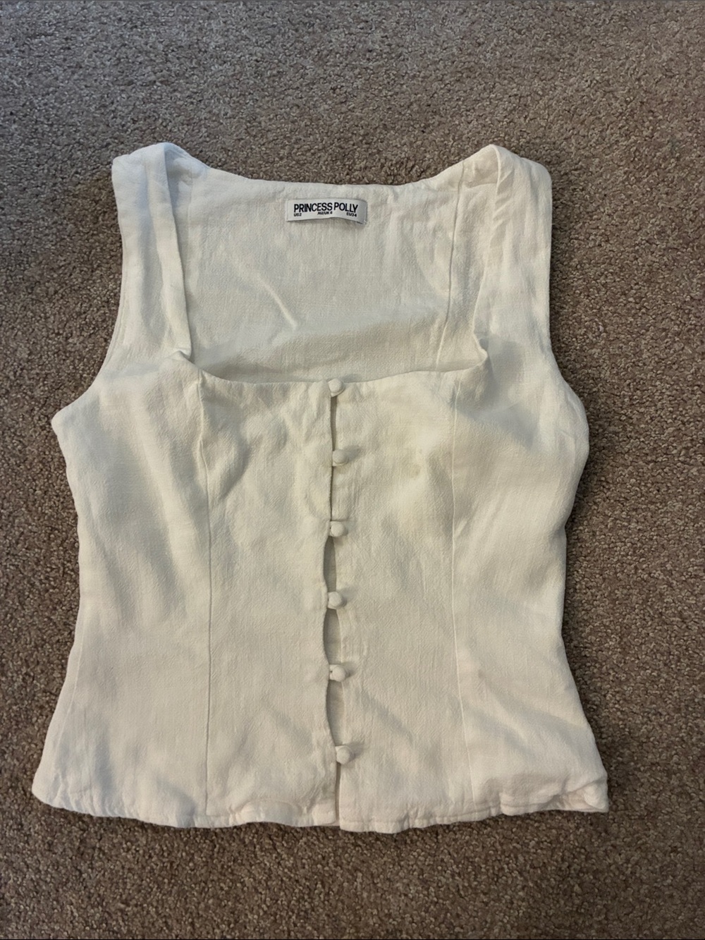 Princess Polly Cream Square-Neck Button Front Camisole